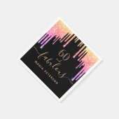 60 toller Geburtstag schwarzer Regenbogen-Glitzer  Serviette (Ecke)