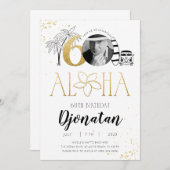 60. Tropical Birthday Gold Einladung mit Foto (Vorne/Hinten)