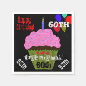 60. Über dem Hügel Personalisiert rosa Cupcake Serviette (Vorderseite)