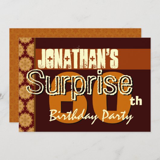 60. Überraschung Geburtstag Gold Einladung (Vorne/Hinten)