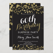 60. Überraschung Geburtstag Gold Foil Confetti Einladung (Vorne/Hinten)