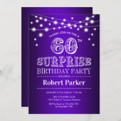 60. Überraschung Geburtstag - Lila weiß Einladung (Vorne/Hinten)