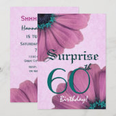 60. Überraschung Geburtstag Pink Daisies Einladung (Vorne/Hinten)