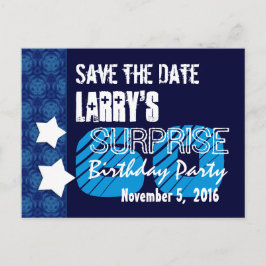 60. Überraschung Geburtstag Save the Date Blue Sta Ankündigungspostkarte