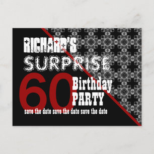 60. Überraschung Geburtstag Save the Date Diagonal Ankündigungspostkarte