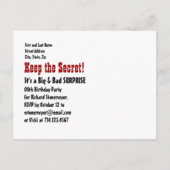 60. Überraschung Geburtstag Save the Date Diagonal Ankündigungspostkarte (Rückseite)