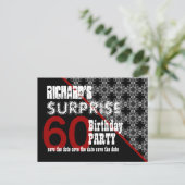 60. Überraschung Geburtstag Save the Date Diagonal Ankündigungspostkarte (Stehend Vorderseite)