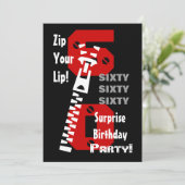 60. ÜBERRASCHUNG Geburtstag Schwarzes Rotes Weiß B Einladung (Stehend Vorderseite)