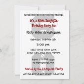 60. ÜBERRASCHUNG Geburtstag Schwarzes Rotes Weiß B Einladung (Rückseite)