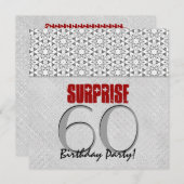 60. Überraschung Geburtstag Silver Gray Red V10A Einladung (Vorne/Hinten)