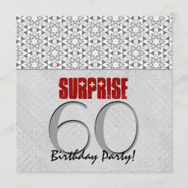 60. Überraschung Geburtstag Silver Gray Red V10A Einladung