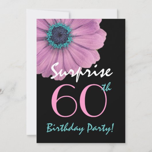 60. Überraschung Geburtstag Single Daisy und Black Einladung (Vorderseite)