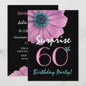 60. Überraschung Geburtstag Single Daisy und Black Einladung (Vorne/Hinten)
