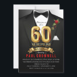 60. Überraschung Geburtstag Tuxedo Einladung<br><div class="desc">Tuxedo Einladung,  Tuxedo Geburtstagseinladung,  Schwarze Krawatte Einladung,  geheim,  Spion,  elegant,  Männer,  Bogen-Krawatte,  60. Geburtstagseinladung,  Anzug,  Agent,  Überraschungsgeburtstag</div>