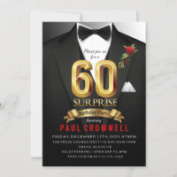 60. Überraschung Geburtstag Tuxedo Einladung