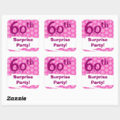 60. Überraschung Geburtstagspartei rosa Muster Vor Quadratischer Aufkleber (Blatt)