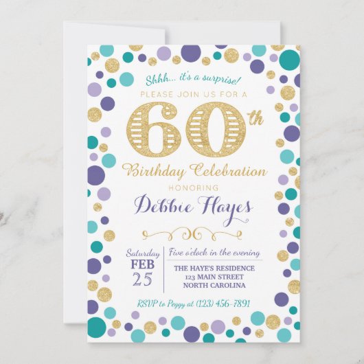 60. Überraschung Geburtstagsparty Einladung (Vorderseite)