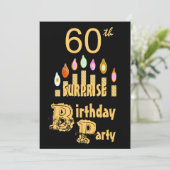 60. ÜBERRASCHUNG Geburtstagsparty Einladung - GOLD (Stehend Vorderseite)