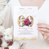 60. Überraschung Geburtstagsparty Gold und Burgund Einladung