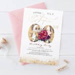 60. Überraschung Geburtstagsparty Gold und Burgund Einladung<br><div class="desc">Überraschung 60. Geburtstagsfeier</div>