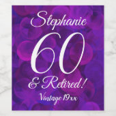 60 und ermüdet Elegant Lila Personalisiert Weinetikett (Einzelnes Label)