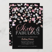 60 und fabelhaft, 60. Geburtstag, rosa Silber Einladung (Vorne/Hinten)