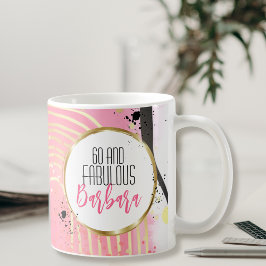 60 und fabelhaft für ihr rosa schwarzes Glam stilv Kaffeetasse