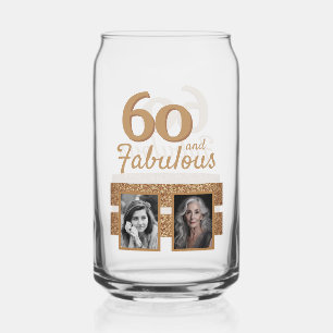 60 und Fabelhaft Gold Glitter 2 Foto 60. Geburtsta Dosenglas