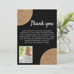 60 und Fabelhaft Gold Glitter Foto 60. Geburtstag Dankeskarte