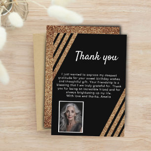 60 und Fabelhaft Gold Glitter Foto 60. Geburtstag Dankeskarte