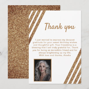60 und Fabelhaft Gold Glitter Foto 60. Geburtstag Dankeskarte