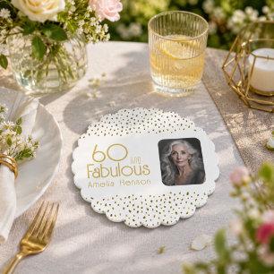 60 und Fabelhaft Gold Glitter Foto 60. Geburtstag Untersetzer