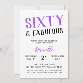 60 und fabelhaft Lila 60. Geburtstag Einladung