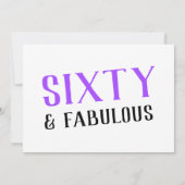 60 und fabelhaft Lila 60. Geburtstag Einladung (Rückseite)