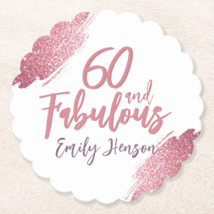 60 und Fabelhaft Pink Glitter 60. Geburtstag Untersetzer