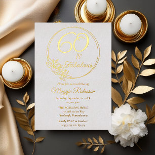 60 und fabelhafte 60. Geburtstagsparty gestempelt Folieneinladung