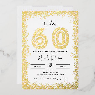 60 und fabelhafte 60. Geburtstagsparty Real Gold Folieneinladung