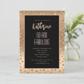 60 und fabelhafte Black Gold Sparkle Blush Geburts Einladung (Stehend Vorderseite)