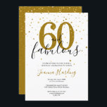 60 und fabelhafte Elegant Gold und Black Birthday Einladung<br><div class="desc">Dieses elegante Drehbuch 60 und fabelhafte Goldstars konfetti Geburtstagseinladung kann mit Ihrem Geburtstagsparty Details Set in modernem Text personalisiert werden. Das Gegenteil hat den passenden goldenen Sternen Konfetti auf einem freien goldenen Hintergrund. Entwickelt von Thisisnotme©</div>
