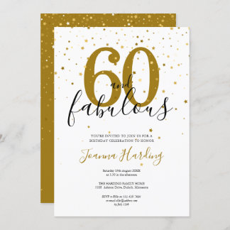 60 und fabelhafte Elegant Gold und Black Birthday Einladung