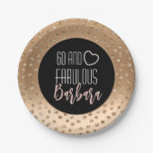 60 und fabelhafte Feminine Stilvolle Gold Black Bl Pappteller (Vorderseite)