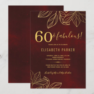 60 und fabelhafte Gold elegante 60. Geburtstagspar Einladung