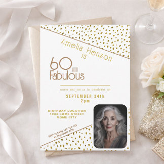 60 und fabelhafte Gold Glitzer Foto 60. Geburtstag Einladung