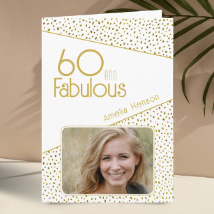 60 und fabelhafte Gold Glitzer Foto 60. Geburtstag Karte