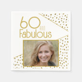 60 und fabelhafte Gold Glitzer Foto 60. Geburtstag Serviette (Vorderseite)