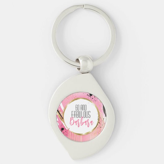 60 und fabelhafte moderne rosa Abstrakte Chic Schlüsselanhänger (Vorderseite)