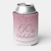 60 und fabelhafte Rose Gold Pink Dripping Glitzer Dosenkühler (Kanne Rückseite)