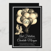 60 und fabelhafte Schwarz-weiße High Heels Einladu Einladung (Vorne/Hinten)