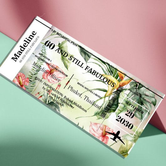 60 und fabelhafter Tropischer Boarding Pass Geburt