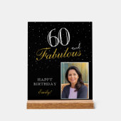 60 und fabelhaftes elegantes Black Birthday Foto Acrylschild (Vorderseite)
